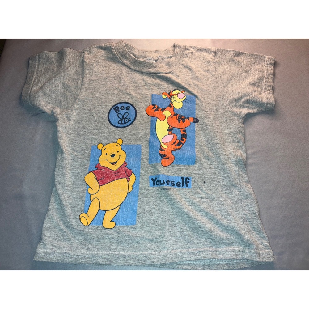 Vintage Winnie the Pooh Tigger Bee Yourself Gray Kids‎ T Shirt 5T Holes See Pic
